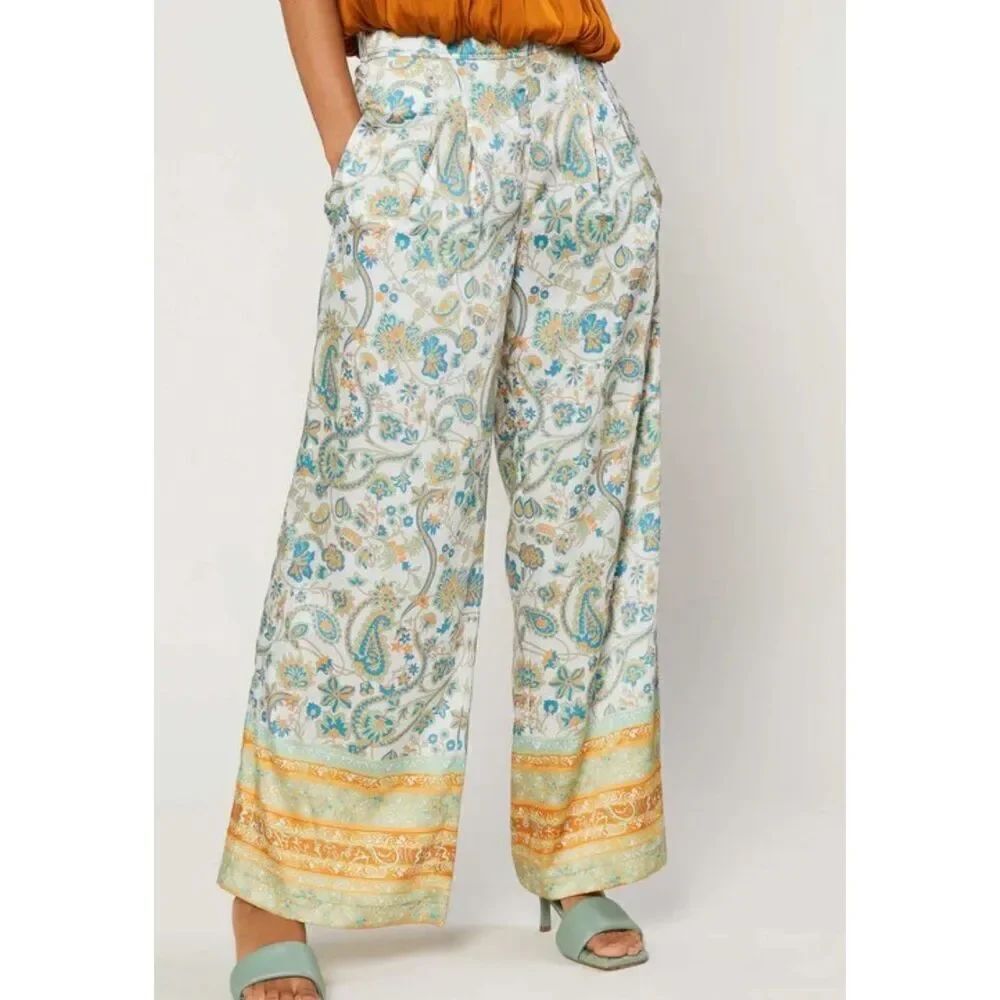 Current Air Paisley Satin Pants